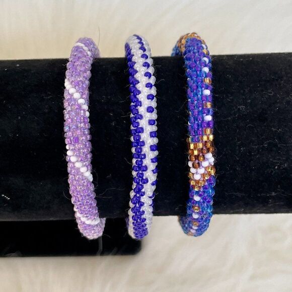 HAND CRAFTED in Nepal Beaded Bracelets (set of 3) #213 - Picture 4 of 4